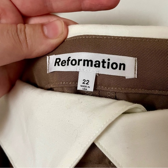 NEW Reformation Stevie Wide Leg Trouser Pant Mushroom Brown Size 22 NWT - Picture 11 of 15